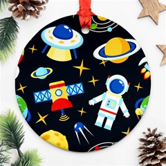 Space Seamless Pattern Round Ornament (Two Sides) from ArtsNow.com Front