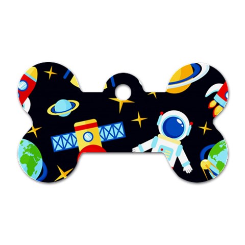 Space Seamless Pattern Dog Tag Bone (Two Sides) from ArtsNow.com Front