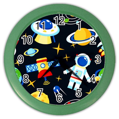 Space Seamless Pattern Color Wall Clock from ArtsNow.com Front