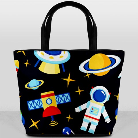 Space Seamless Pattern Bucket Bag from ArtsNow.com Back