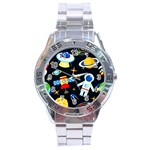 Space Seamless Pattern Stainless Steel Analogue Watch