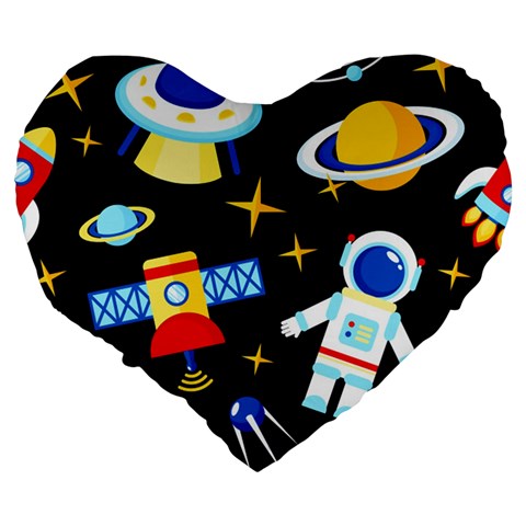 Space Seamless Pattern Large 19  Premium Heart Shape Cushions from ArtsNow.com Back