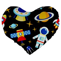 Space Seamless Pattern Large 19  Premium Heart Shape Cushions from ArtsNow.com Back