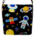 Space Seamless Pattern Flap Closure Messenger Bag (S)