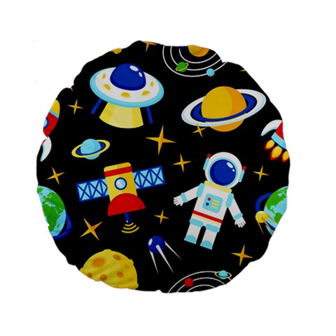Space Seamless Pattern Standard 15  Premium Flano Round Cushions from ArtsNow.com Front