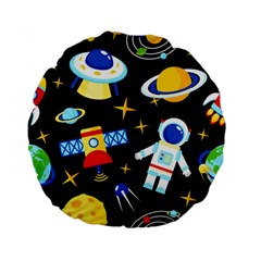 Space Seamless Pattern Standard 15  Premium Flano Round Cushions from ArtsNow.com Front