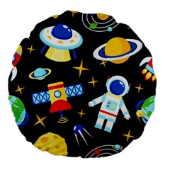 Space Seamless Pattern Large 18  Premium Flano Round Cushions from ArtsNow.com Front