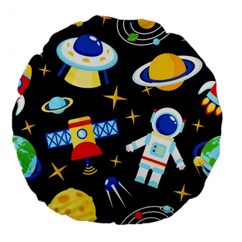 Space Seamless Pattern Large 18  Premium Flano Round Cushions from ArtsNow.com Back