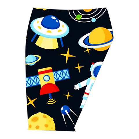Space Seamless Pattern Midi Wrap Pencil Skirt from ArtsNow.com  Front Right 