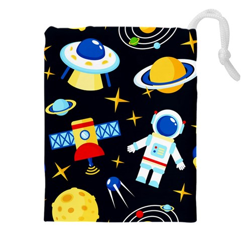 Space Seamless Pattern Drawstring Pouch (4XL) from ArtsNow.com Front