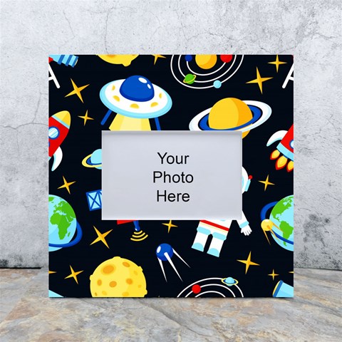 Space Seamless Pattern White Box Photo Frame 4  x 6  from ArtsNow.com Front
