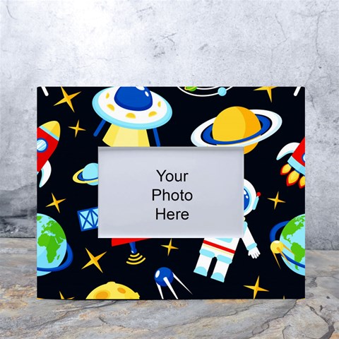 Space Seamless Pattern White Tabletop Photo Frame 4 x6  from ArtsNow.com Front