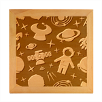 Space Seamless Pattern Wood Photo Frame Cube