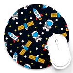 Seamless-adventure-space-vector-pattern-background Round Mousepad