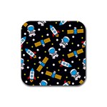 Seamless-adventure-space-vector-pattern-background Rubber Coaster (Square)