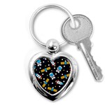 Seamless-adventure-space-vector-pattern-background Key Chain (Heart)