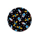 Seamless-adventure-space-vector-pattern-background Rubber Coaster (Round)