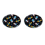 Seamless-adventure-space-vector-pattern-background Cufflinks (Oval)