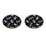 Seamless-adventure-space-vector-pattern-background Cufflinks (Oval)