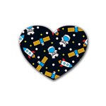 Seamless-adventure-space-vector-pattern-background Rubber Heart Coaster (4 pack)