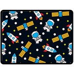 Seamless-adventure-space-vector-pattern-background Fleece Blanket (Large)