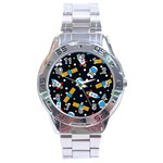 Seamless-adventure-space-vector-pattern-background Stainless Steel Analogue Watch