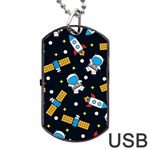 Seamless-adventure-space-vector-pattern-background Dog Tag USB Flash (Two Sides)