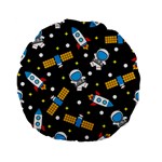 Seamless-adventure-space-vector-pattern-background Standard 15  Premium Flano Round Cushions