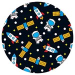 Seamless-adventure-space-vector-pattern-background Round Trivet