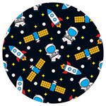 Seamless-adventure-space-vector-pattern-background Round Trivet