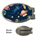 Seamless-pattern-with-funny-aliens-cat-galaxy Money Clips (Oval) 