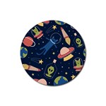 Seamless-pattern-with-funny-aliens-cat-galaxy Rubber Round Coaster (4 pack)