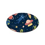 Seamless-pattern-with-funny-aliens-cat-galaxy Sticker (Oval)