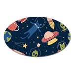 Seamless-pattern-with-funny-aliens-cat-galaxy Oval Magnet