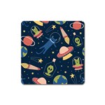 Seamless-pattern-with-funny-aliens-cat-galaxy Square Magnet