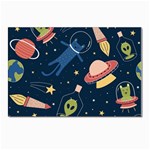 Seamless-pattern-with-funny-aliens-cat-galaxy Postcards 5  x 7  (Pkg of 10)