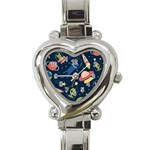 Seamless-pattern-with-funny-aliens-cat-galaxy Heart Italian Charm Watch