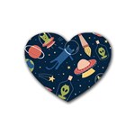 Seamless-pattern-with-funny-aliens-cat-galaxy Rubber Coaster (Heart)