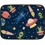 Seamless-pattern-with-funny-aliens-cat-galaxy Two Sides Fleece Blanket (Mini)