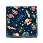 Seamless-pattern-with-funny-aliens-cat-galaxy Memory Card Reader (Square 5 Slot)