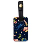 Seamless-pattern-with-funny-aliens-cat-galaxy Luggage Tag (one side)