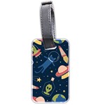 Seamless-pattern-with-funny-aliens-cat-galaxy Luggage Tag (two sides)