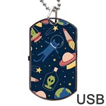 Seamless-pattern-with-funny-aliens-cat-galaxy Dog Tag USB Flash (One Side)