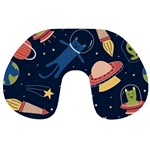 Seamless-pattern-with-funny-aliens-cat-galaxy Travel Neck Pillow