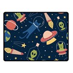 Seamless-pattern-with-funny-aliens-cat-galaxy Two Sides Fleece Blanket (Small)