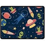 Seamless-pattern-with-funny-aliens-cat-galaxy Two Sides Fleece Blanket (Large)