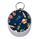 Seamless-pattern-with-funny-aliens-cat-galaxy Mini Silver Compasses