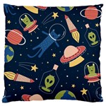 Seamless-pattern-with-funny-aliens-cat-galaxy Standard Premium Plush Fleece Cushion Case (One Side)