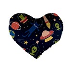 Seamless-pattern-with-funny-aliens-cat-galaxy Standard 16  Premium Flano Heart Shape Cushions