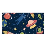 Seamless-pattern-with-funny-aliens-cat-galaxy Satin Shawl 45  x 80 